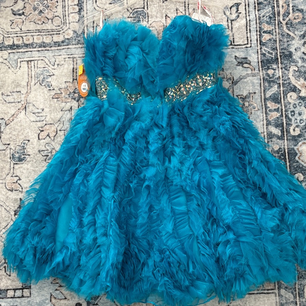 Elegant Teal Dress with Sequin Detail